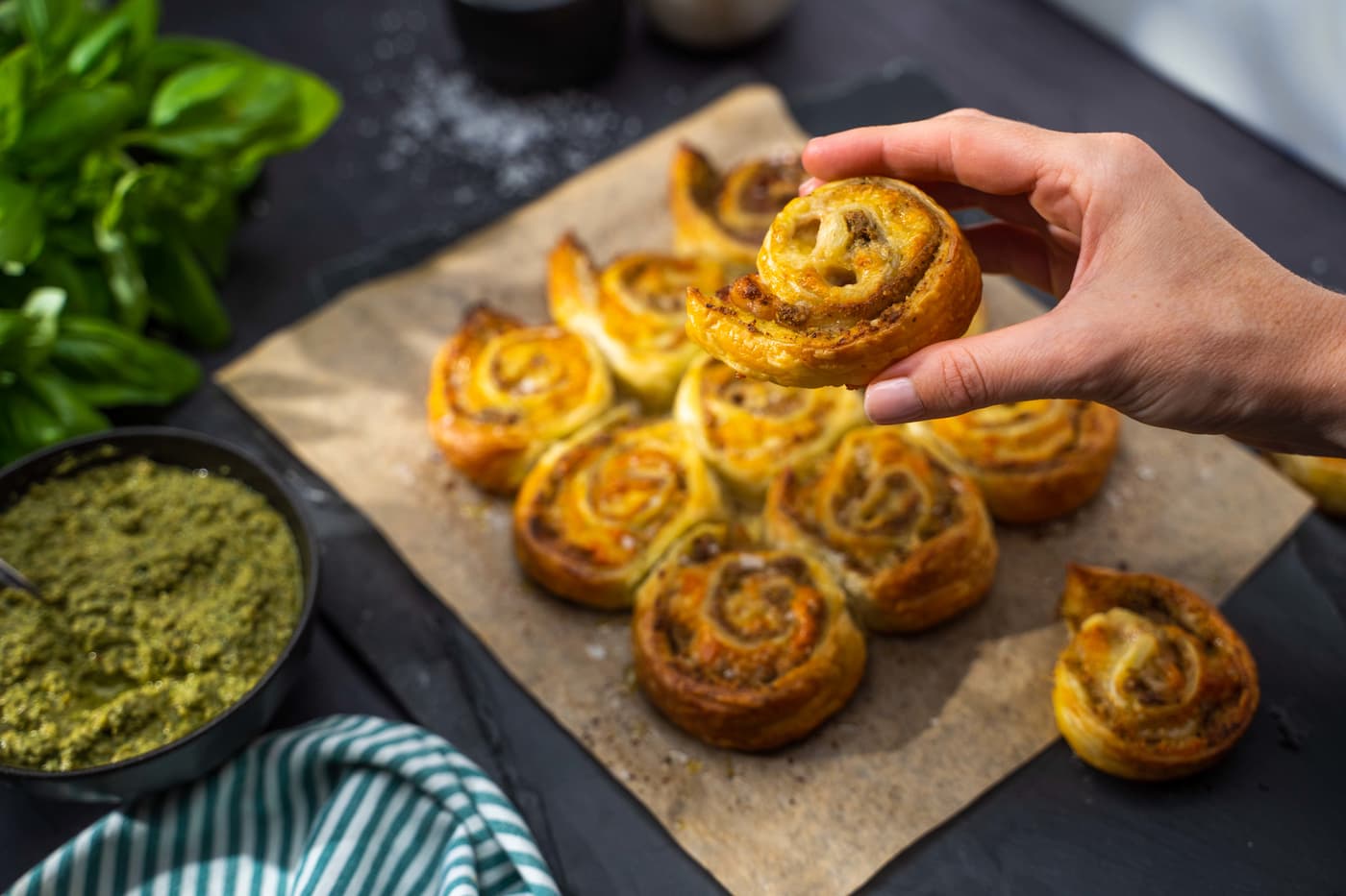 Bacon and Pesto Pinwheels