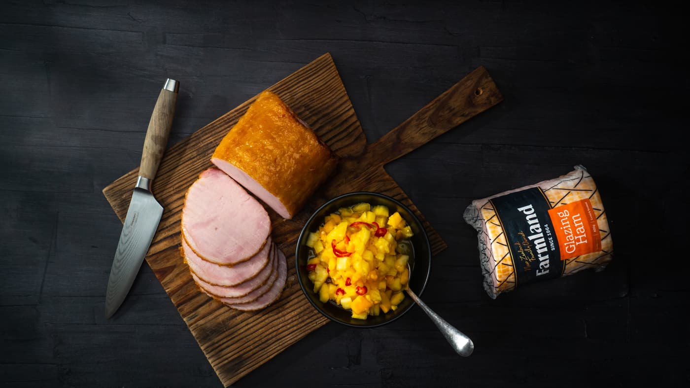 Airfryer Pineapple Glazed Ham with Tropical salsa
