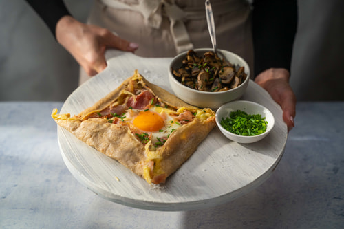 Buckwheat galette with leftover Christmas ham