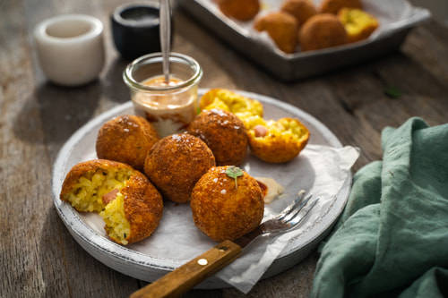 Ham and Cheese Arancini Balls