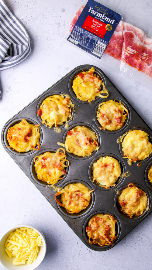 Pasta Bacon and Egg Muffins