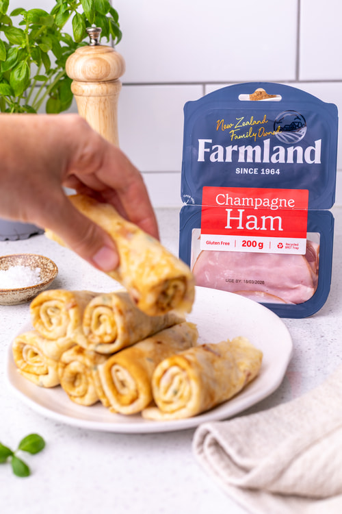 Ham & Cheese Pancake Rolls