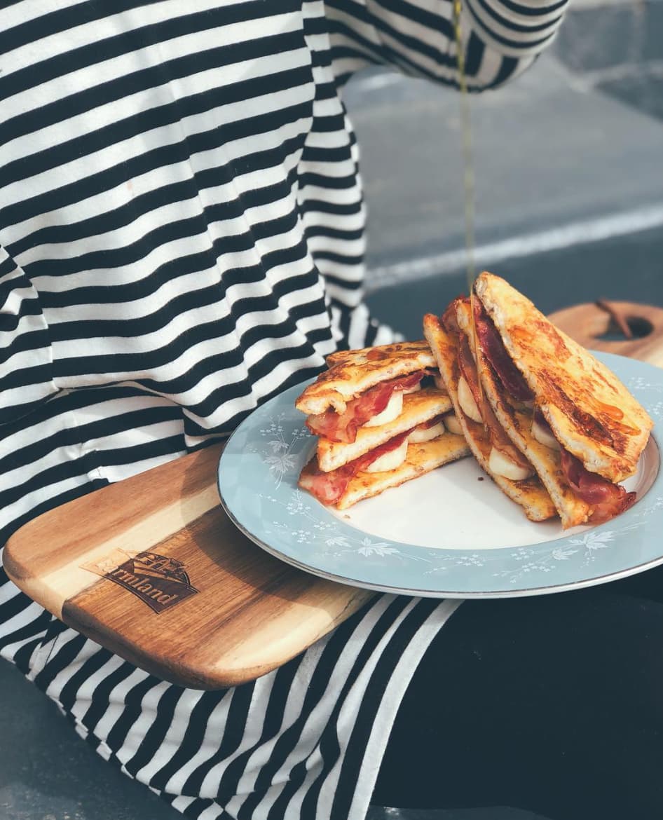 French Toast Stack with Banana and Bacon