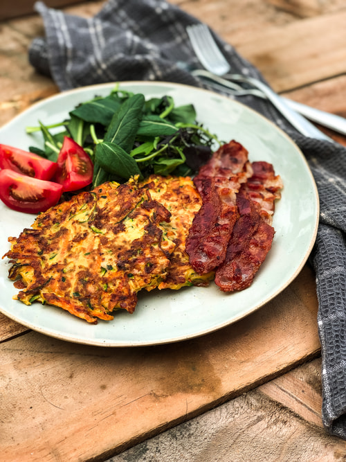 Courgette, Carrot and Bacon Fritters