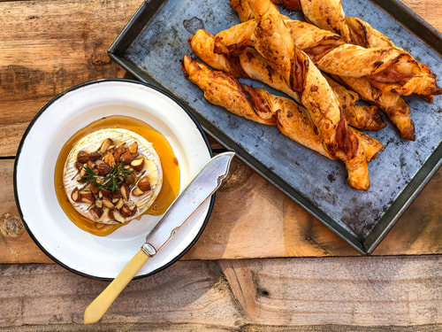 Bacon Twists with Baked Honey Brie